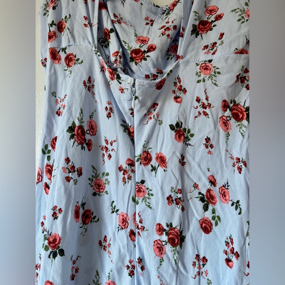 NWT Wild Fable Medium Blue Dress Maxi Flutter Cap Sleeve A Line Keyhole Back - Picture 8 of 12